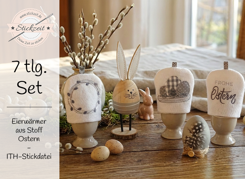 Eierwärmer für Ostern aus Stoff - ITH-Stickdatei